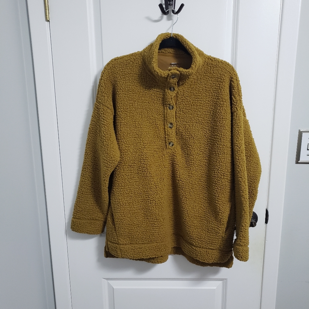 AMERICAN EAGLE Mustard Yellow Sherpa Pullover Sweatshirt Sweater